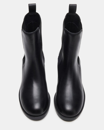 KAPLAN Black Leather Chelsea Block Heel Women's Ankle Boot Steve Madden BLACK LEATHER