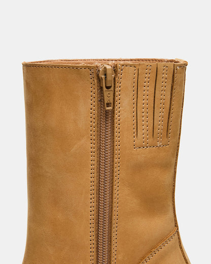 FUSION Banana Leather Square-Toe Block Heel Women's Ankle Boot Steve Madden BANANA LEATHER