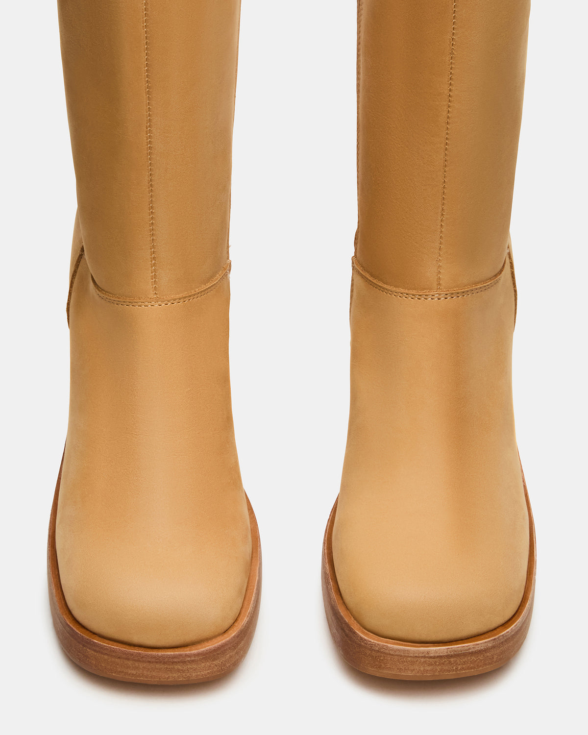 FUSION Banana Leather Square-Toe Block Heel Women's Ankle Boot Steve Madden BANANA LEATHER