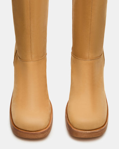 FUSION Banana Leather Square-Toe Block Heel Women's Ankle Boot Steve Madden BANANA LEATHER