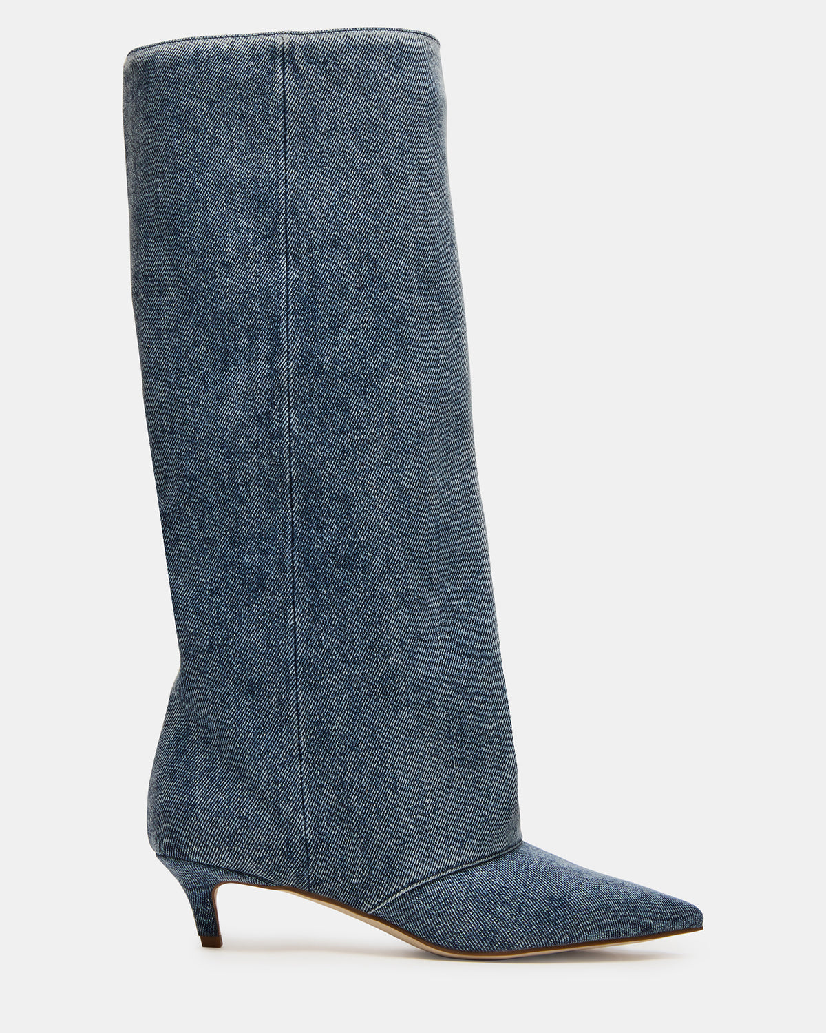 LUCA Denim Fabric Pointed-Toe Cuffed Kitten Heel Women's Boot Steve Madden DENIM FABRIC