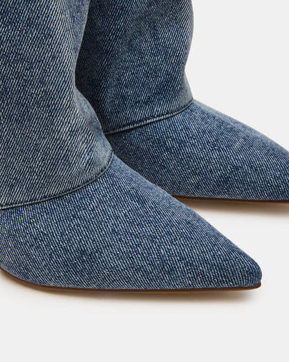 LUCA Denim Fabric Pointed-Toe Cuffed Kitten Heel Women's Boot Steve Madden DENIM FABRIC