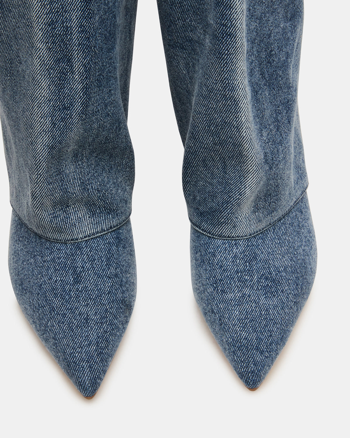 LUCA Denim Fabric Pointed-Toe Cuffed Kitten Heel Women's Boot Steve Madden DENIM FABRIC