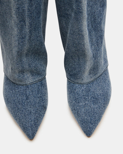 LUCA Denim Fabric Pointed-Toe Cuffed Kitten Heel Women's Boot Steve Madden DENIM FABRIC