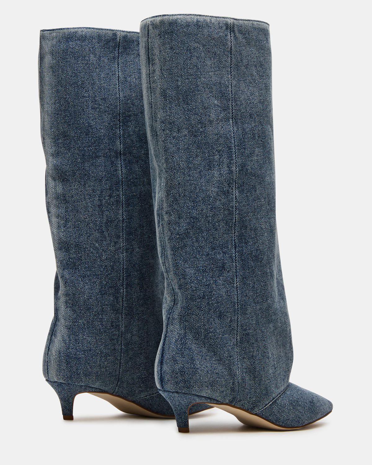 LUCA Denim Fabric Pointed-Toe Cuffed Kitten Heel Women's Boot Steve Madden DENIM FABRIC