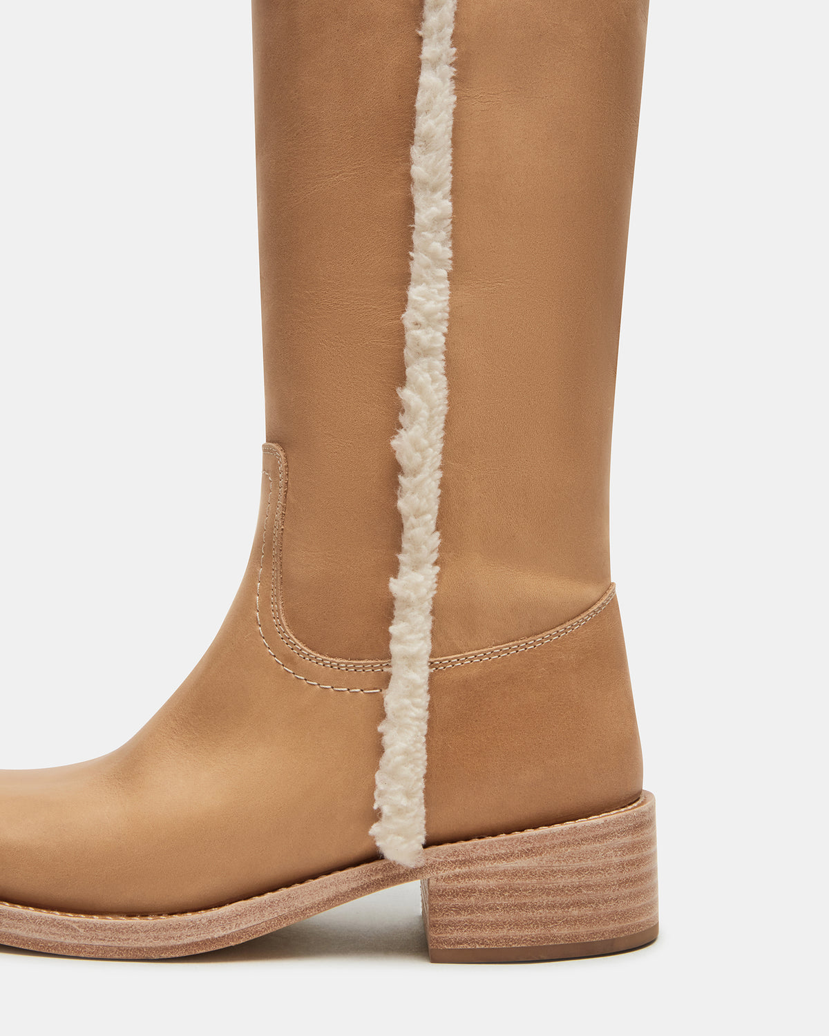 RIGGS Faux Fur Banana Leather Square-Toe Women's Boot Steve Madden BANANA LEATHER