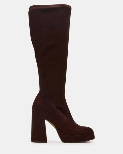 TWAIN Brown Wide Calf Knee-High Block Heel Women's Boot Steve Madden BROWN