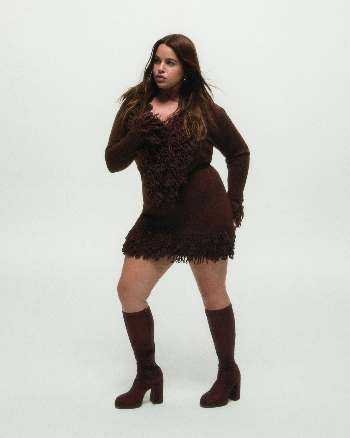TWAIN Brown Wide Calf Knee-High Block Heel Women's Boot Steve Madden BROWN