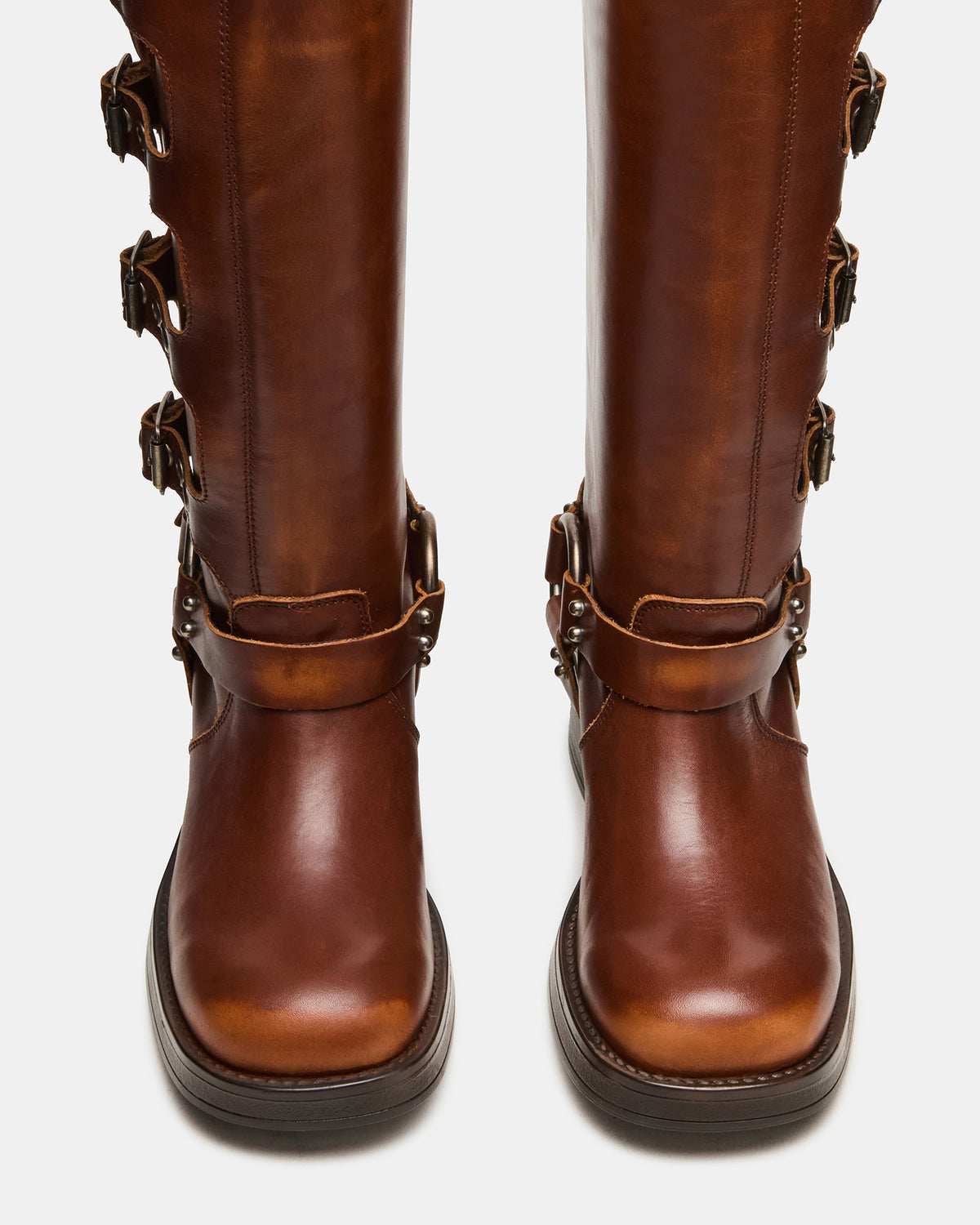 ROCKY Cognac Distressed Knee-High Moto Women's Boot Steve Madden COGNAC DISTRESSED