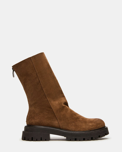 LAMI Dark Taupe Suede Lug Sole Women's Ankle Boot Steve Madden DARK TAUPE SUEDE