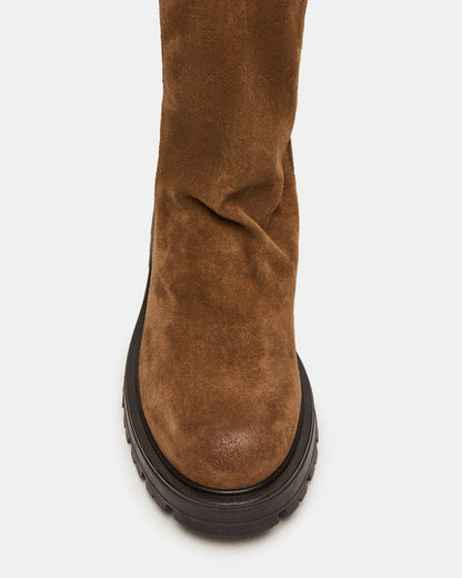 LAMI Dark Taupe Suede Lug Sole Women's Ankle Boot Steve Madden DARK TAUPE SUEDE