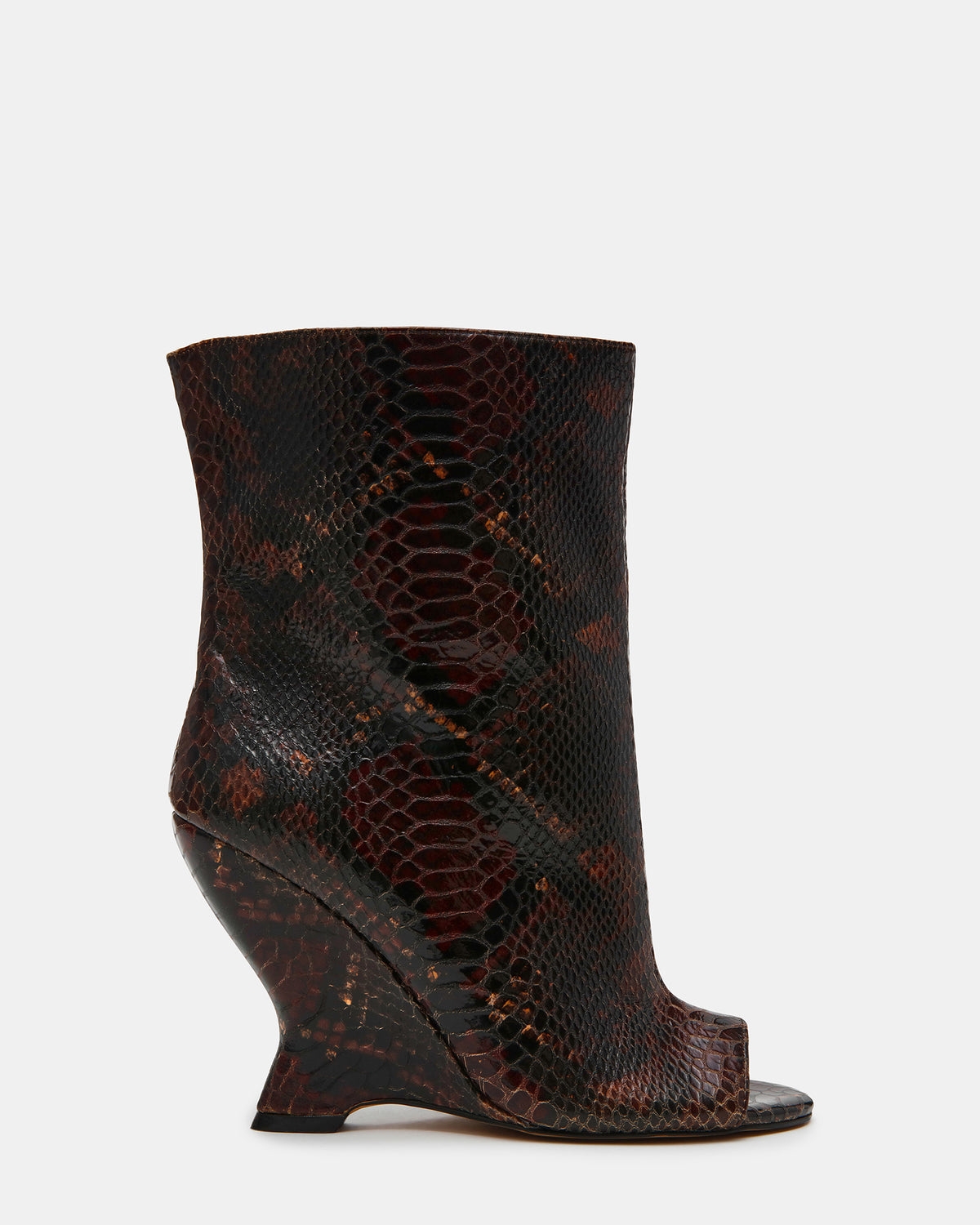 RYLIX Brown Snake Wedge Peep-Toe Women's Ankle Boot Steve Madden BROWN SNAKE