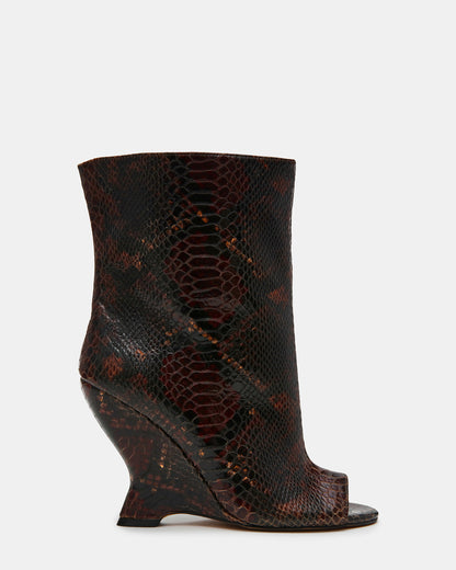 RYLIX Brown Snake Wedge Peep-Toe Women's Ankle Boot Steve Madden BROWN SNAKE