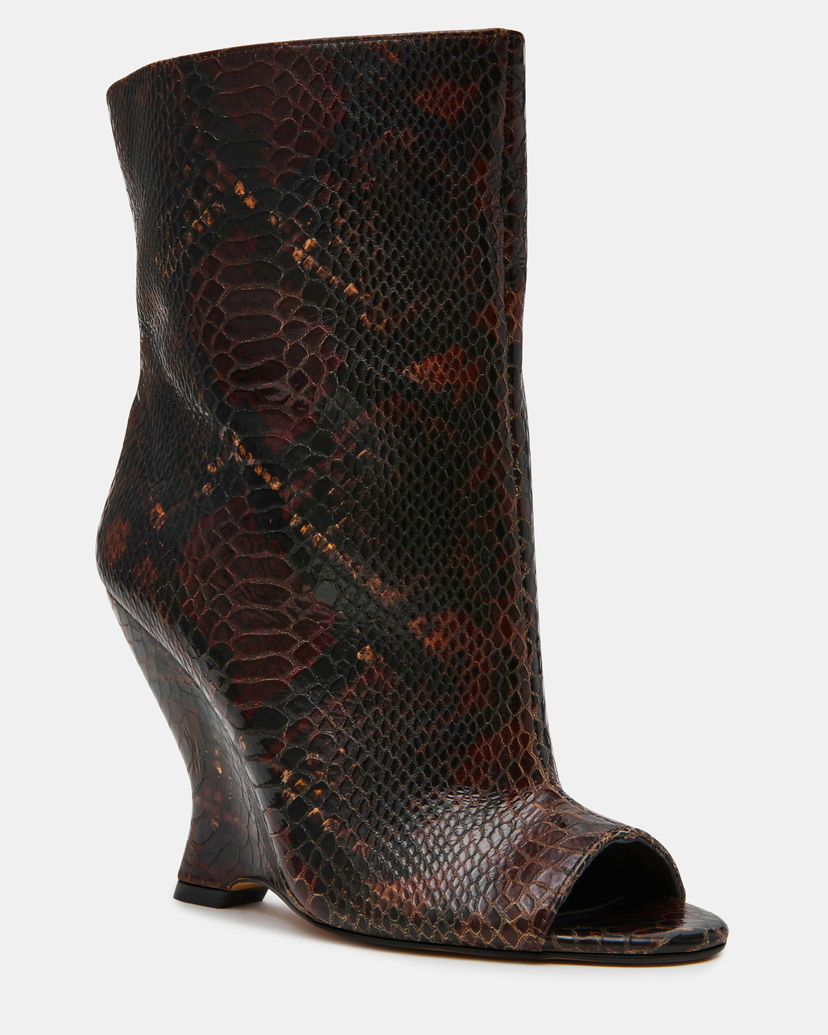 RYLIX Brown Snake Wedge Peep-Toe Women's Ankle Boot Steve Madden BROWN SNAKE