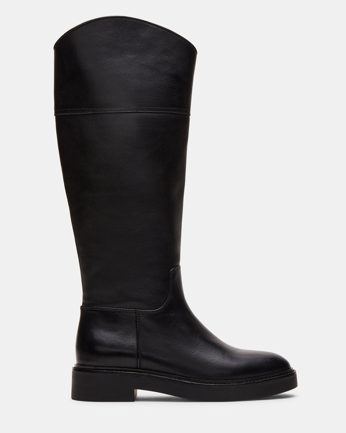 RADKE Black Leather Knee-High Rounded Toe Riding Women's Boot Steve Madden BLACK LEATHER