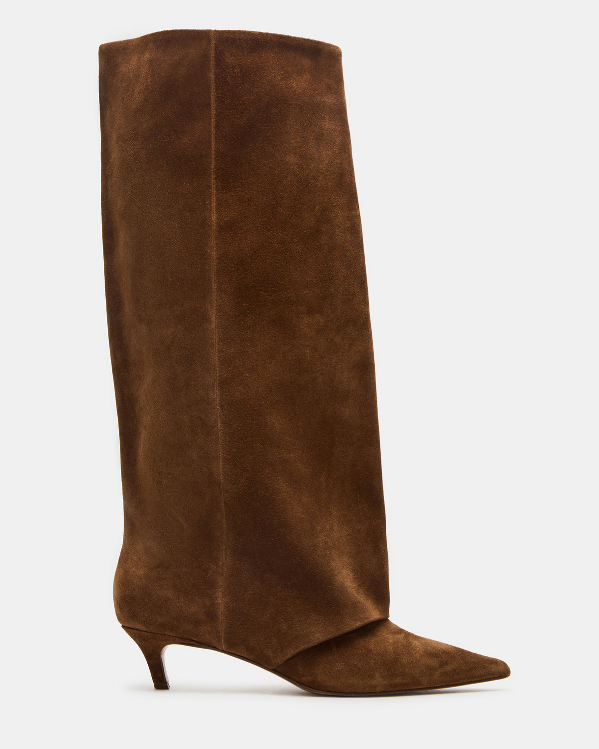 LUCA Chestnut Suede Pointed-Toe Cuffed Kitten Heel Women's Boot Steve Madden CHESTNUT SUEDE