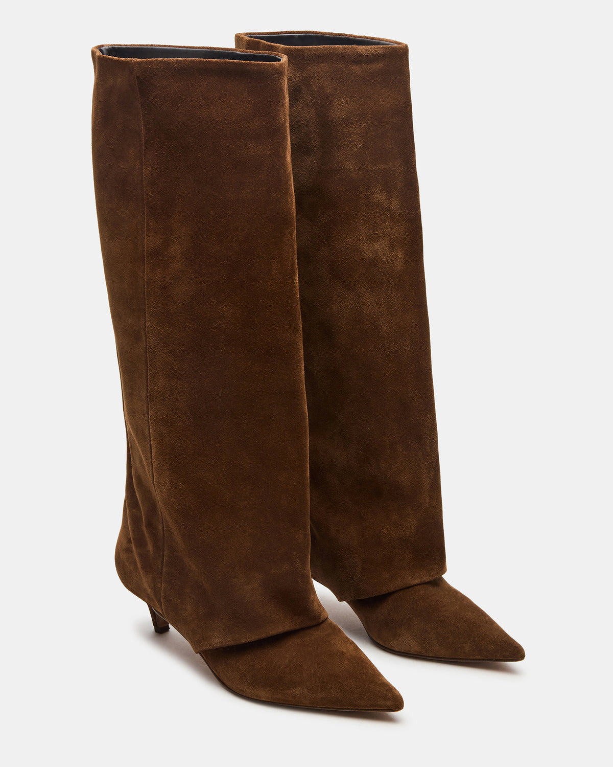 LUCA Chestnut Suede Pointed-Toe Cuffed Kitten Heel Women's Boot Steve Madden CHESTNUT SUEDE