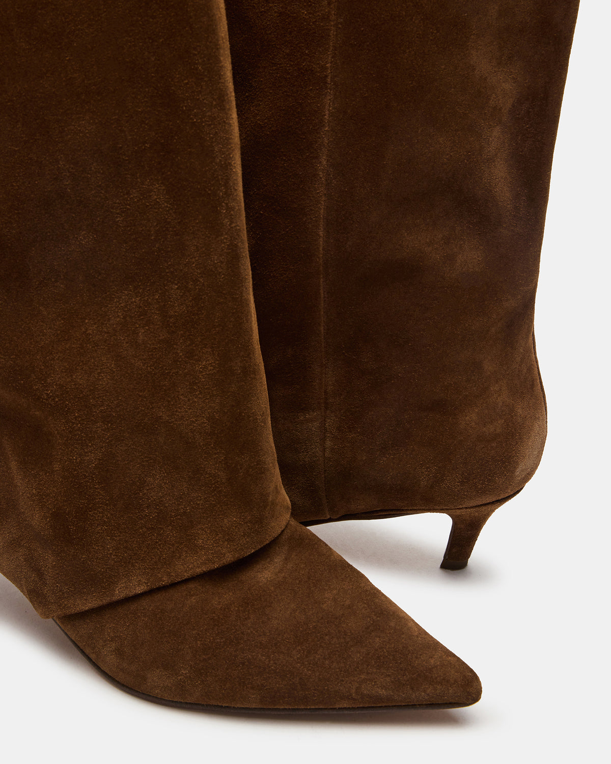 LUCA Chestnut Suede Pointed-Toe Cuffed Kitten Heel Women's Boot Steve Madden CHESTNUT SUEDE