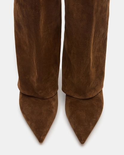 LUCA Chestnut Suede Pointed-Toe Cuffed Kitten Heel Women's Boot Steve Madden CHESTNUT SUEDE