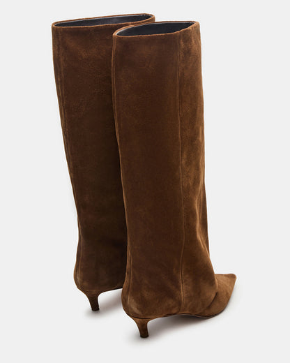 LUCA Chestnut Suede Pointed-Toe Cuffed Kitten Heel Women's Boot Steve Madden CHESTNUT SUEDE