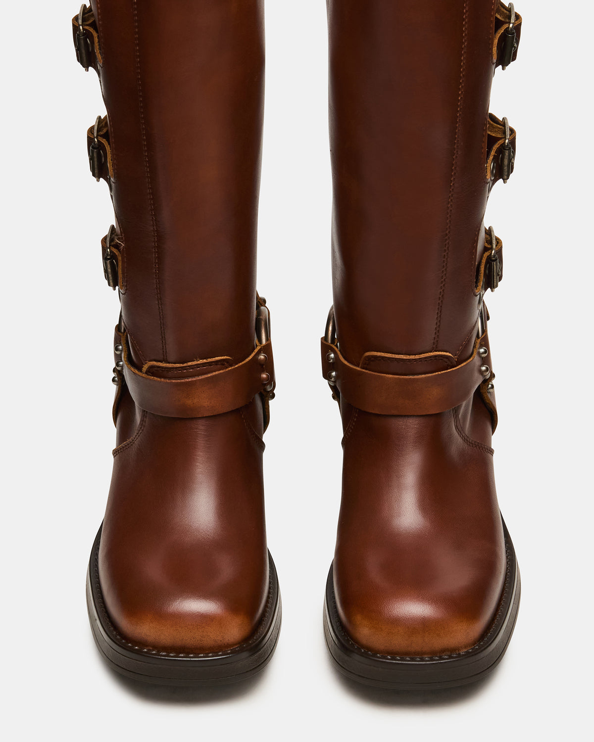 ROCKY Cognac Distressed Wide Calf Knee-High Moto Women's Boot Steve Madden COGNAC DISTRESSED