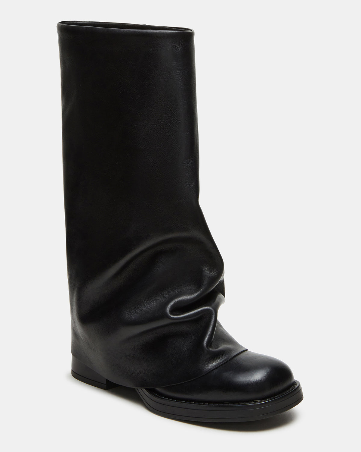 BENTON Black Leather Women's Cuffed Moto Boot Steve Madden BLACK LEATHER