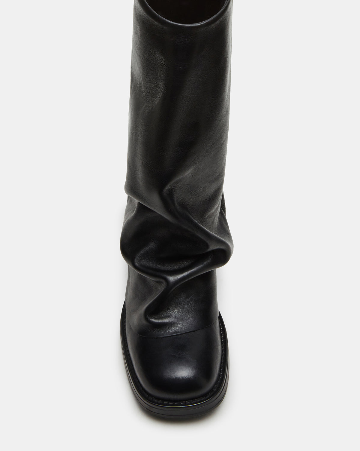 BENTON Black Leather Women's Cuffed Moto Boot Steve Madden BLACK LEATHER
