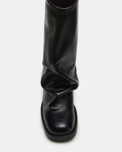 BENTON Black Leather Women's Cuffed Moto Boot Steve Madden BLACK LEATHER