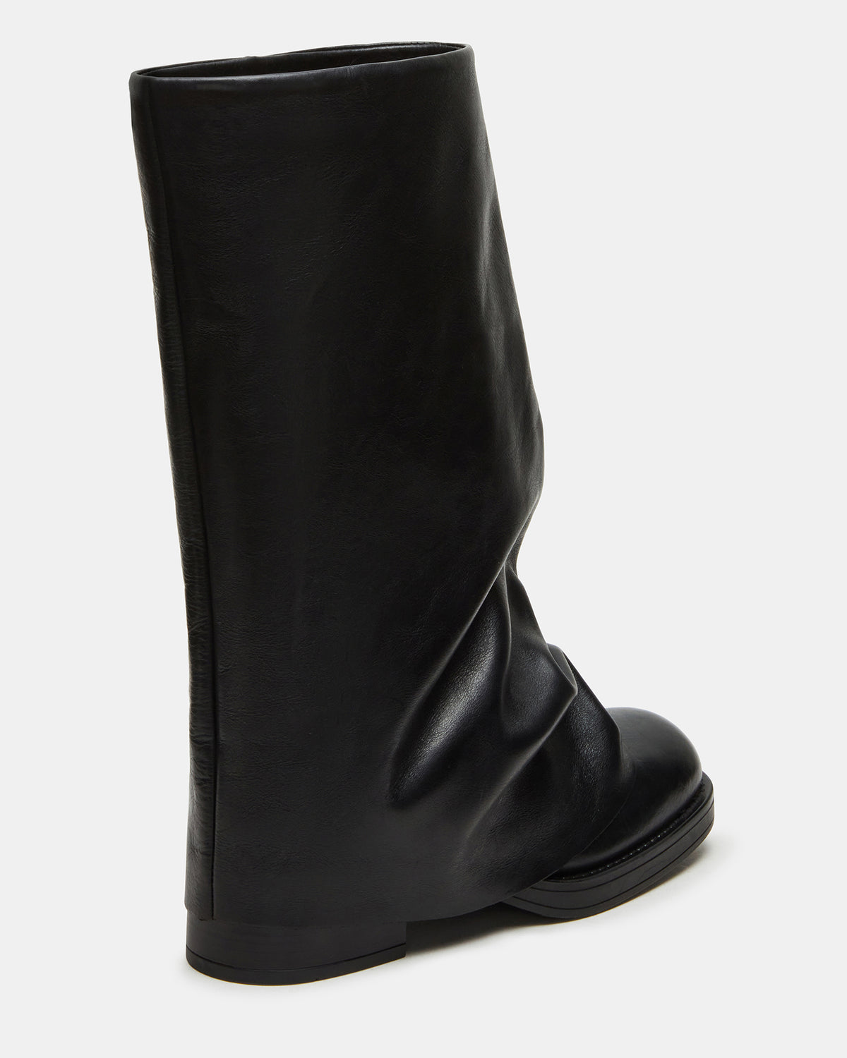 BENTON Black Leather Women's Cuffed Moto Boot Steve Madden BLACK LEATHER