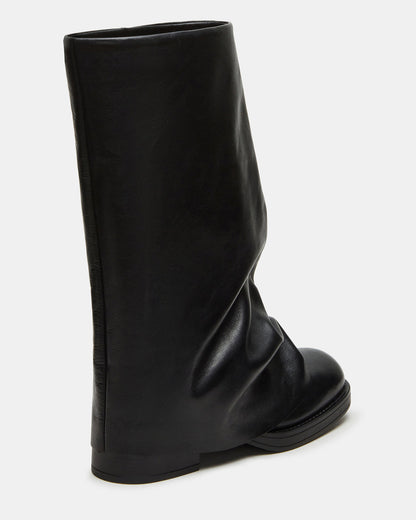 BENTON Black Leather Women's Cuffed Moto Boot Steve Madden BLACK LEATHER