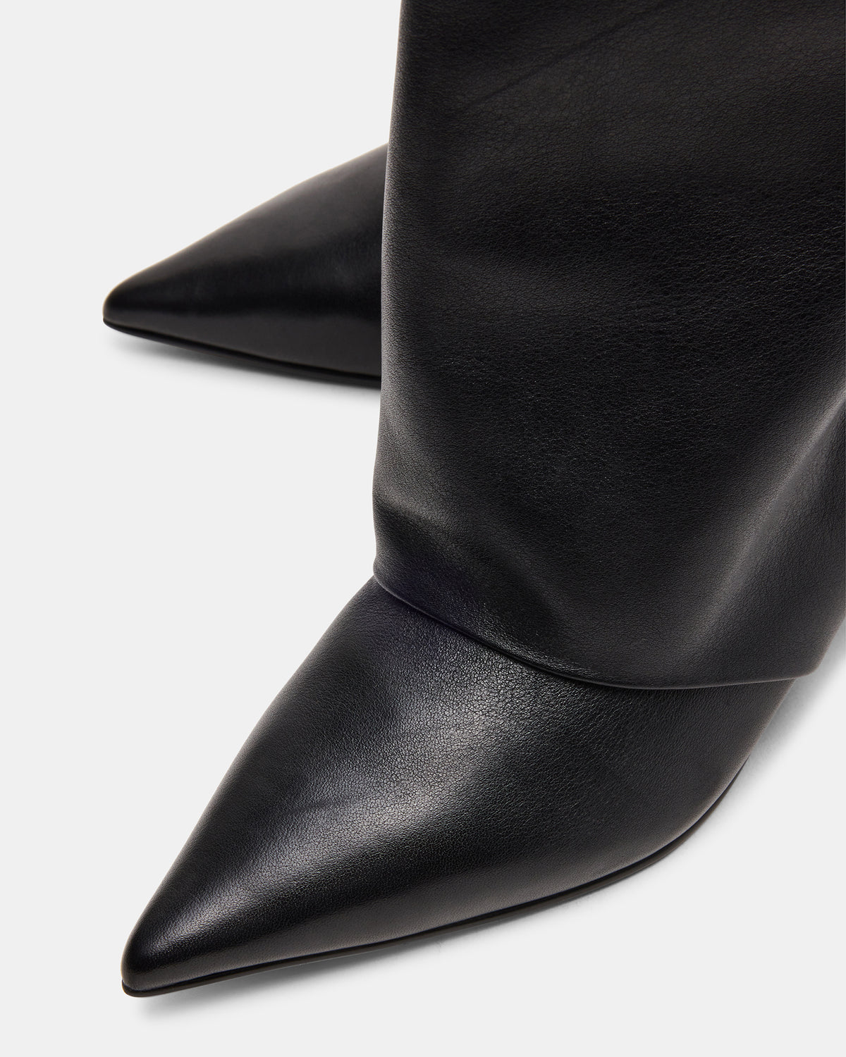 LUCA Black Leather Pointed-Toe Cuffed Kitten Heel Women's Boot Steve Madden BLACK LEATHER