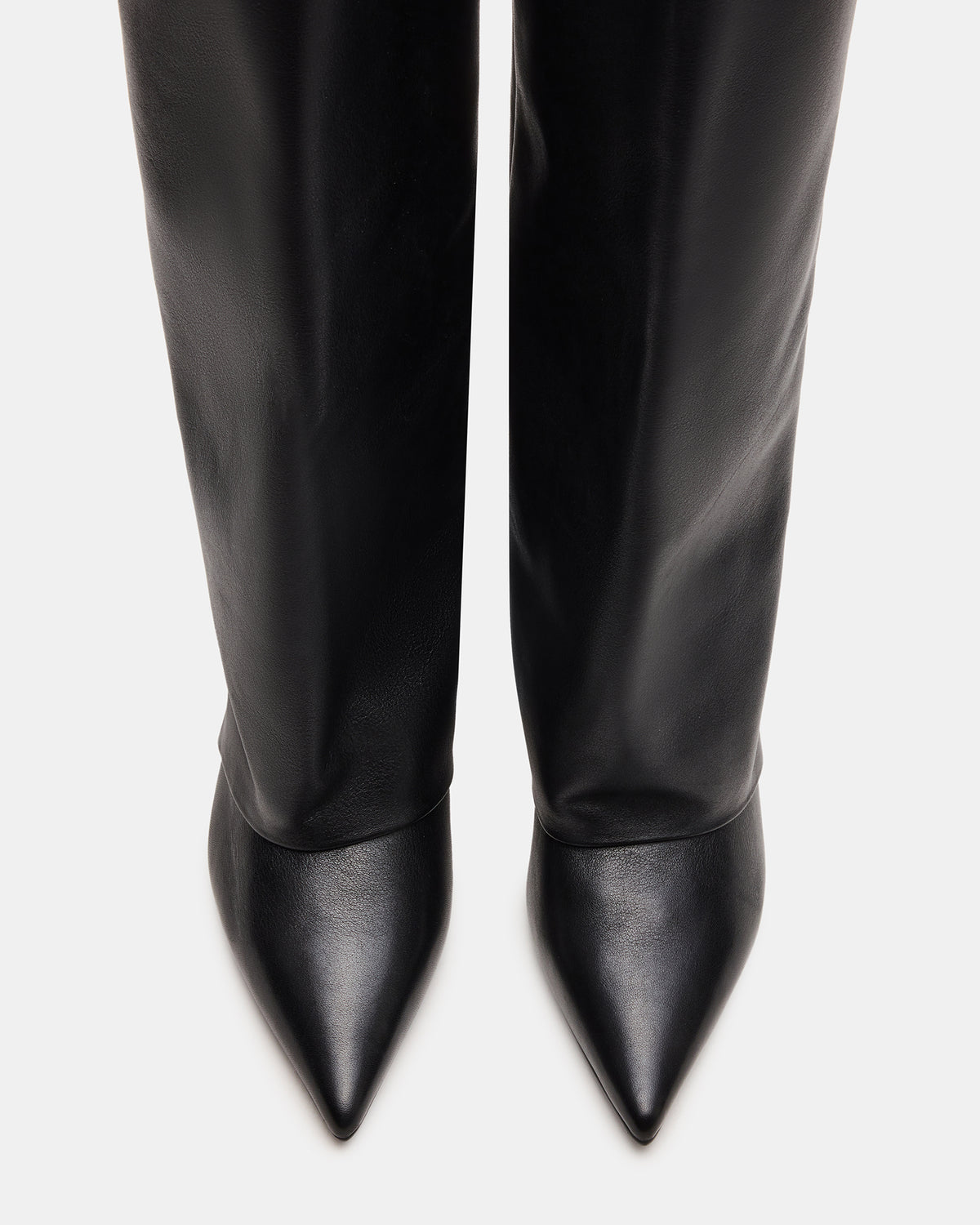 LUCA Black Leather Pointed-Toe Cuffed Kitten Heel Women's Boot Steve Madden BLACK LEATHER
