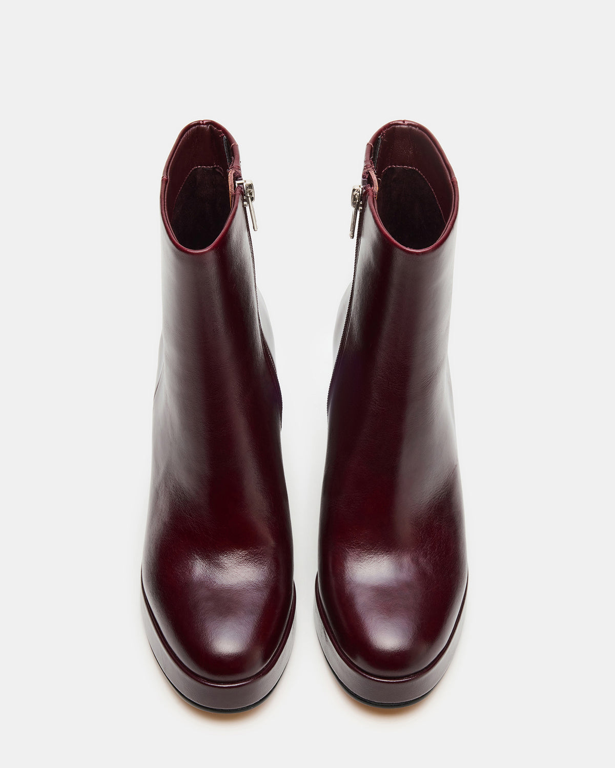 TYRA Burgundy Leather Platform Block Heel Women's Ankle Boot Steve Madden BURGUNDY LEATHER