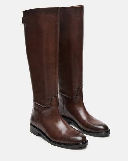 BEREN Brown Leather Knee-High Women's Riding Boot Steve Madden BROWN LEATHER