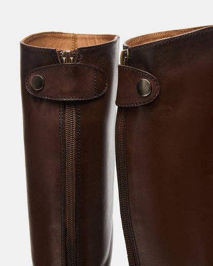 BEREN Brown Leather Knee-High Women's Riding Boot Steve Madden BROWN LEATHER