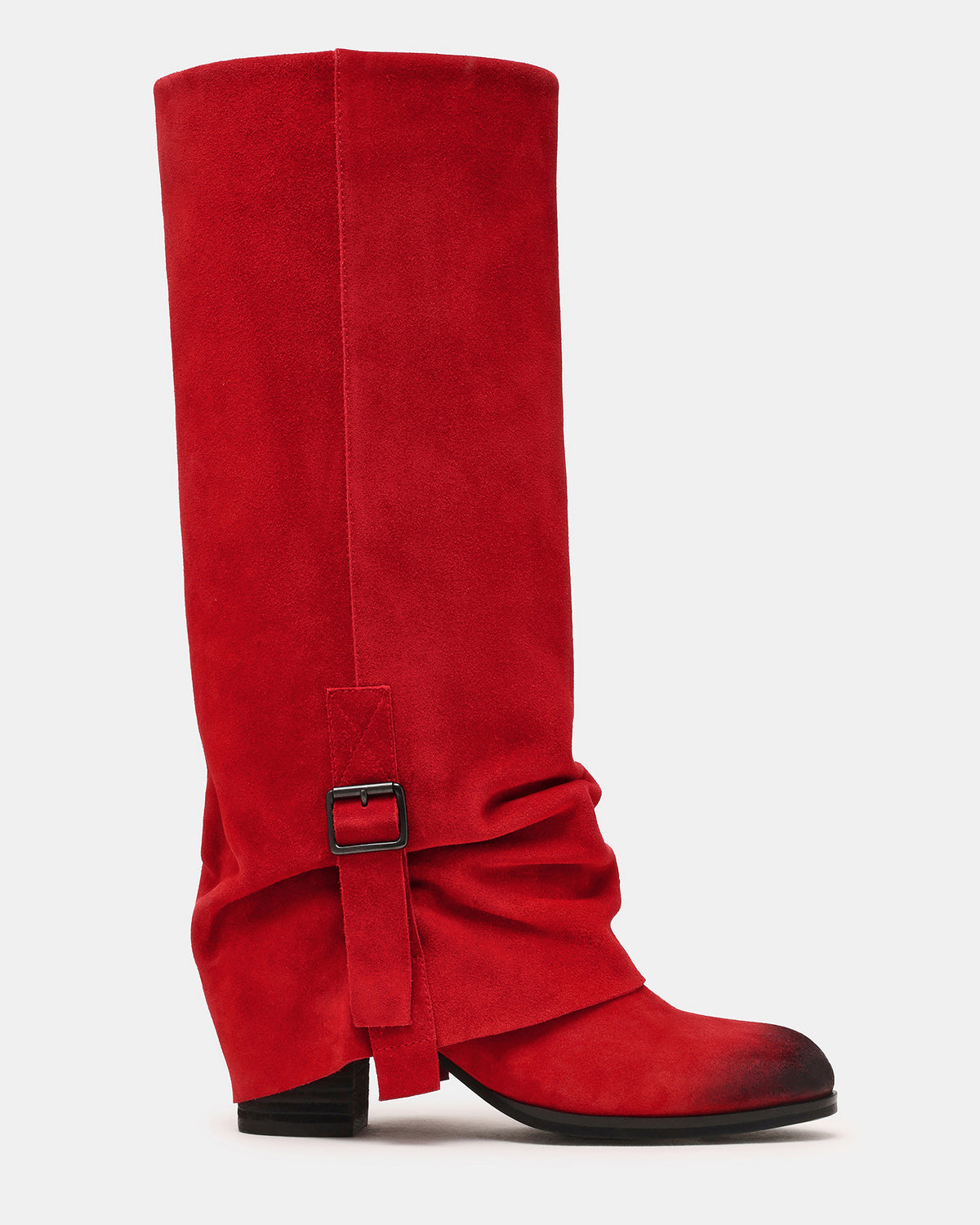 BOZEMAN Red Suede Knee-High Fold-Over Cuffed Women's Boot Steve Madden RED SUEDE