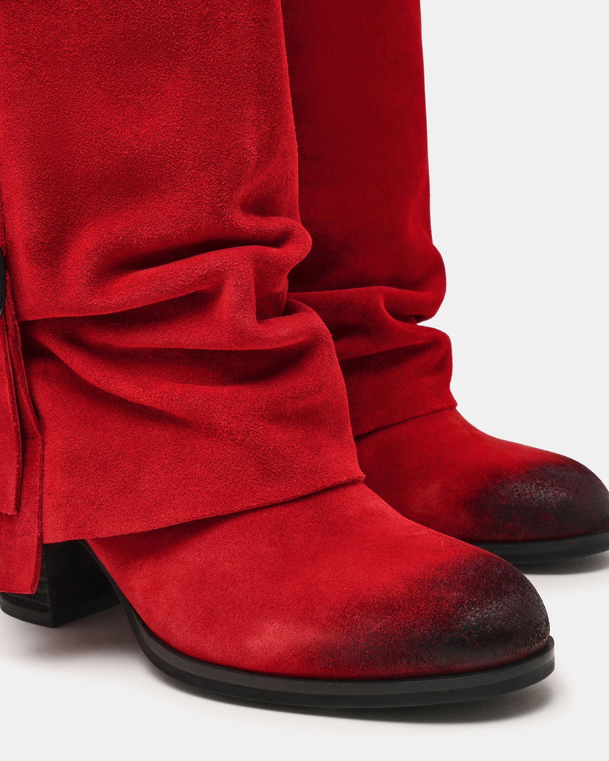BOZEMAN Red Suede Knee-High Fold-Over Cuffed Women's Boot Steve Madden RED SUEDE