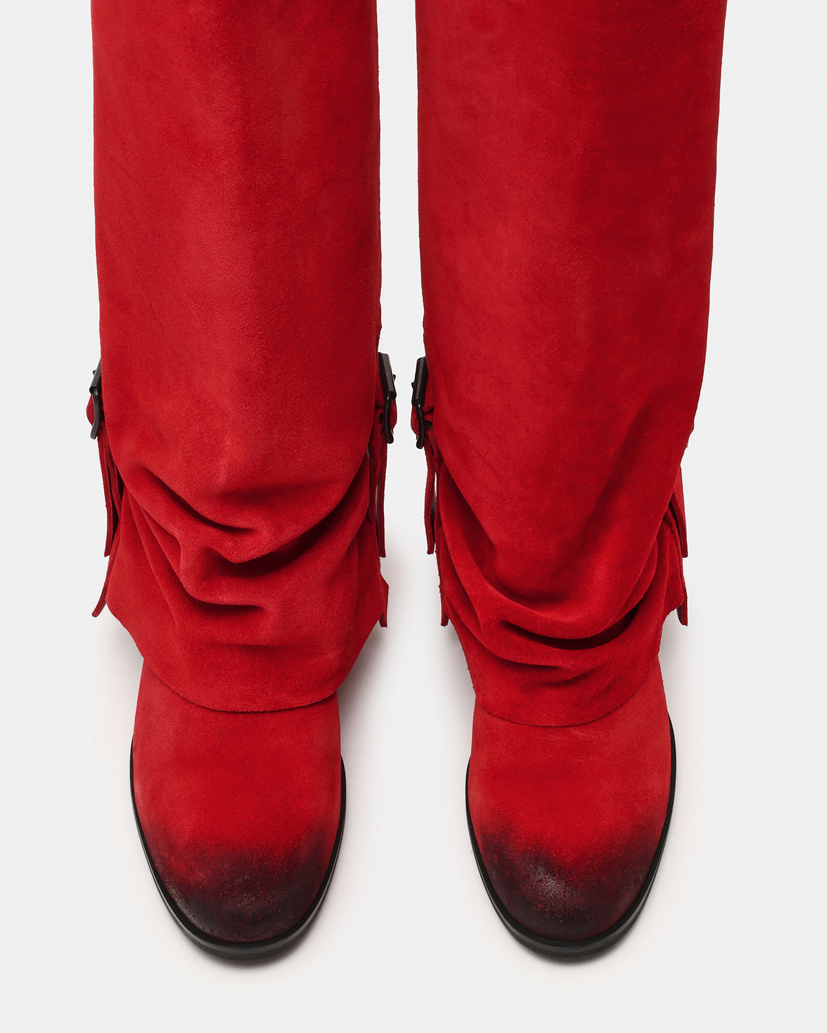 BOZEMAN Red Suede Knee-High Fold-Over Cuffed Women's Boot Steve Madden RED SUEDE