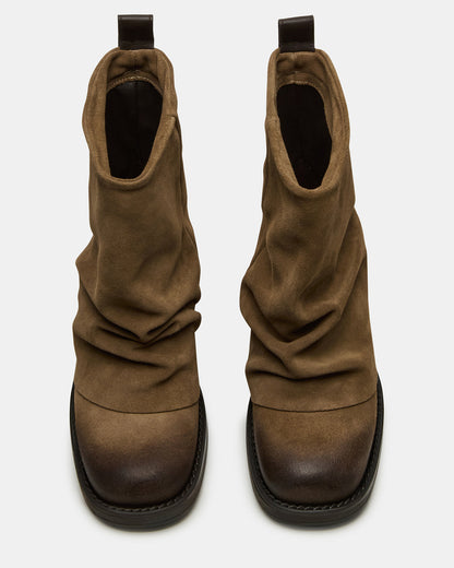 BENJI Taupe Suede Cuffed Fold-Over Moto Buckle Women's Ankle Boot Steve Madden TAUPE SUEDE