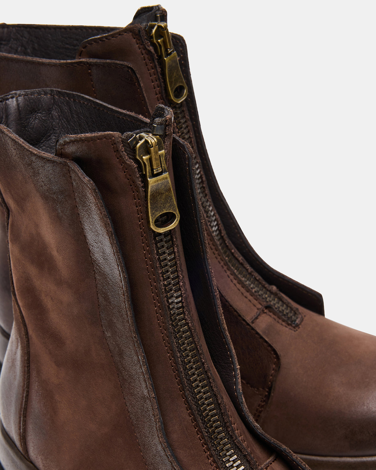 MILTON Brown Leather Moto Women's Ankle Boot Steve Madden BROWN LEATHER