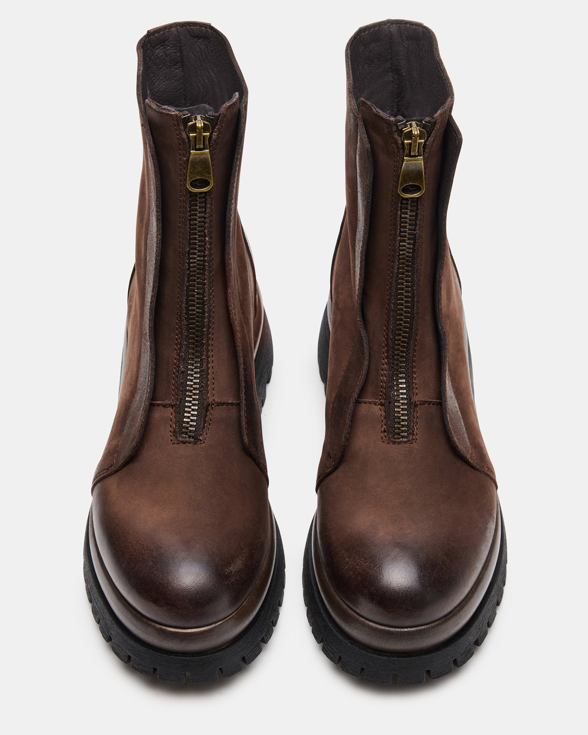 MILTON Brown Leather Moto Women's Ankle Boot Steve Madden BROWN LEATHER