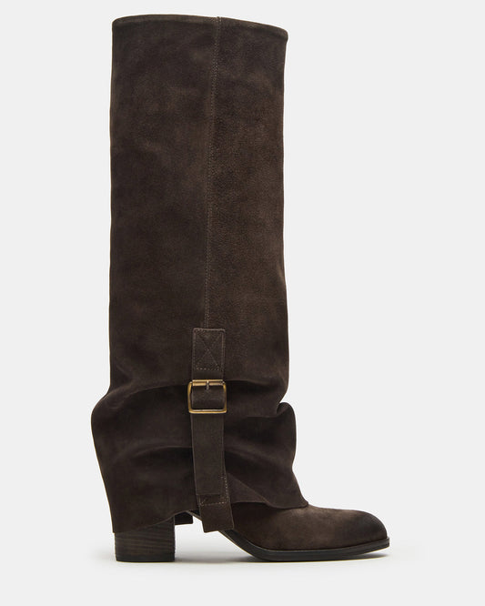 BOZEMAN Dark Taupe Suede Knee-High Fold-Over Cuffed Women's Boot Steve Madden TAUPE