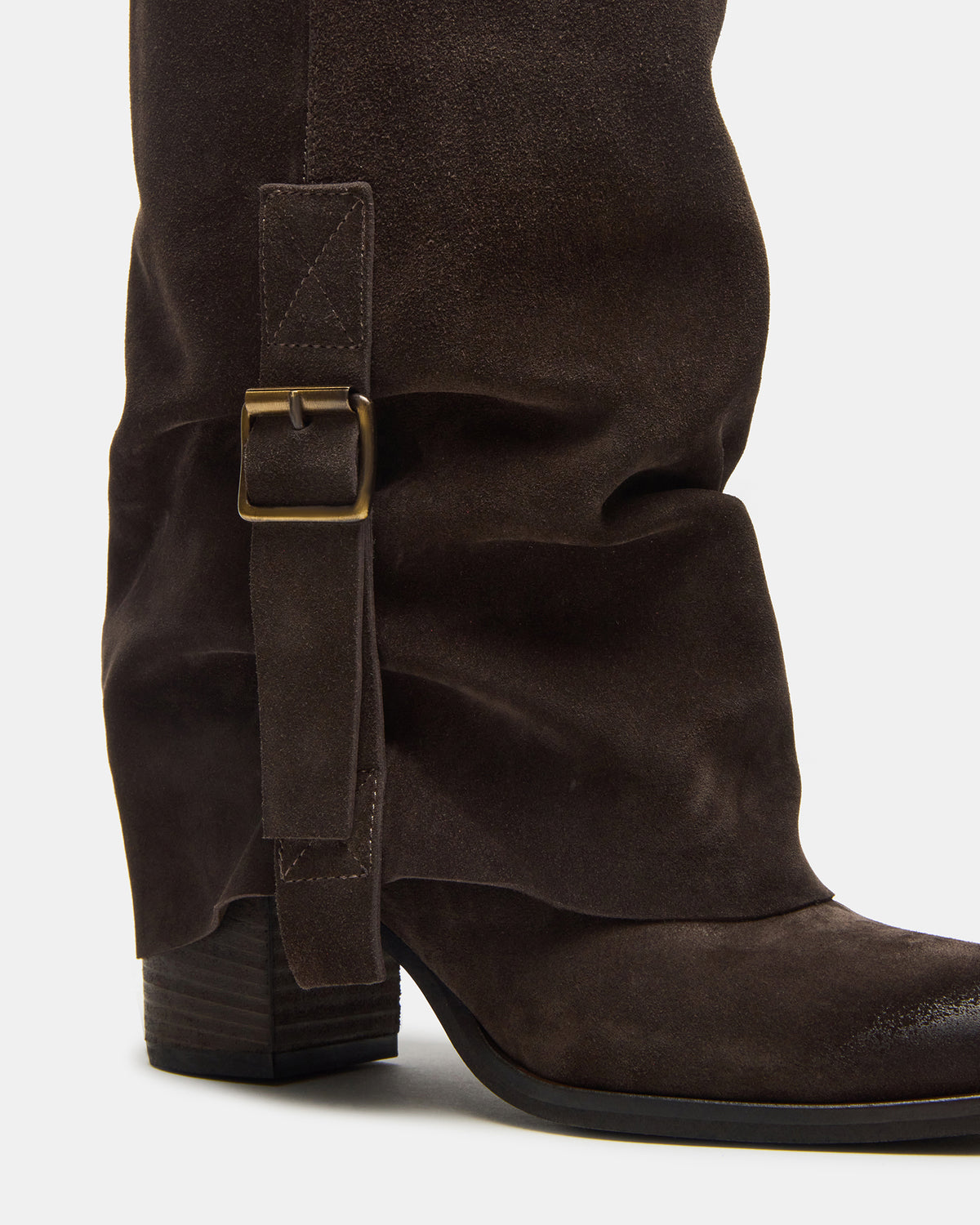 BOZEMAN Dark Taupe Suede Knee-High Fold-Over Cuffed Women's Boot Steve Madden TAUPE