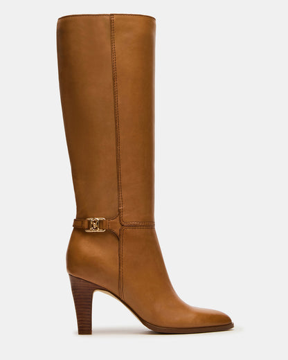 RHETT Tan Leather Knee-High Heeled Women's Boot Steve Madden TAN LEATHER
