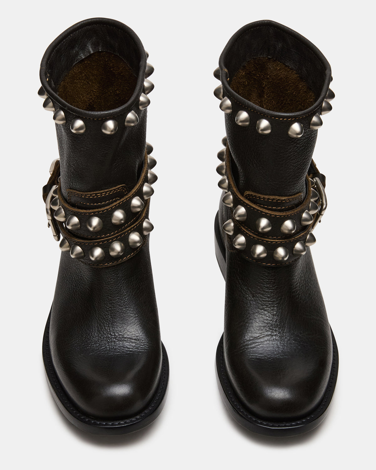 ORBIT Black Distressed Gold Detail Moto Women's Ankle Boot Steve Madden BLACK DISTRESSED