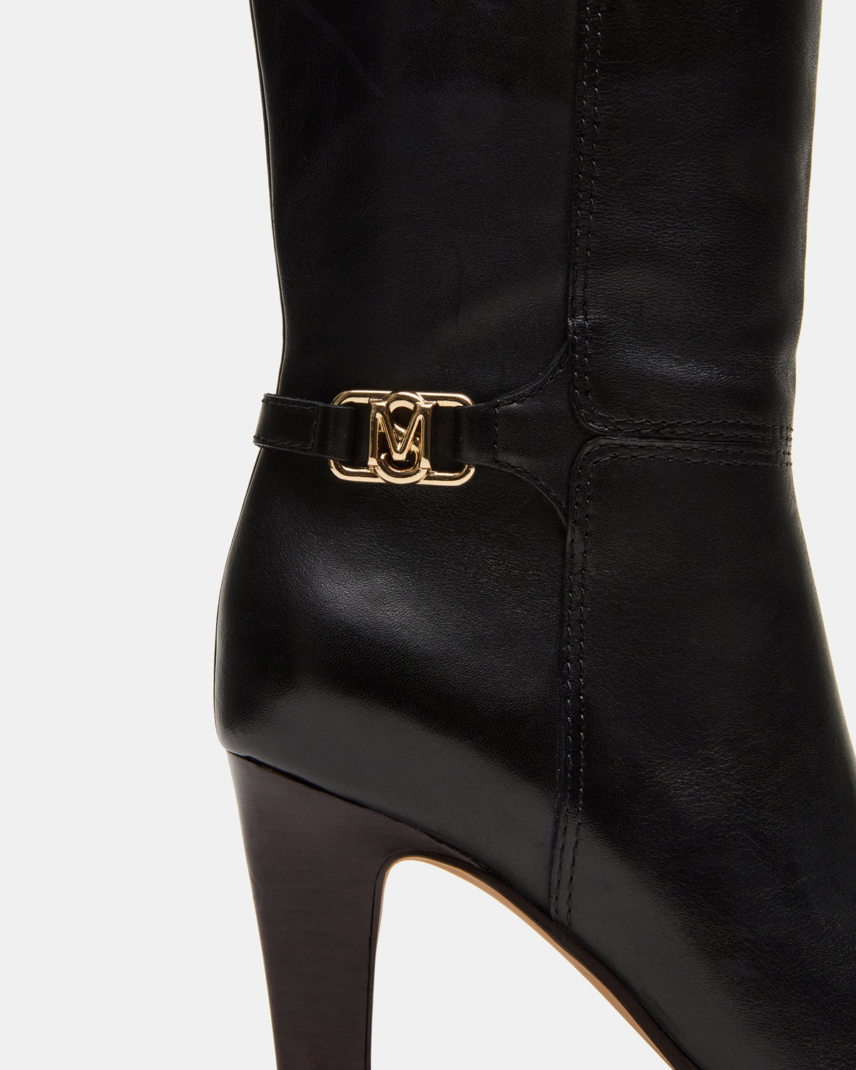 RHETT Black Leather Knee-High Heeled Women's Boot Steve Madden BLACK LEATHER