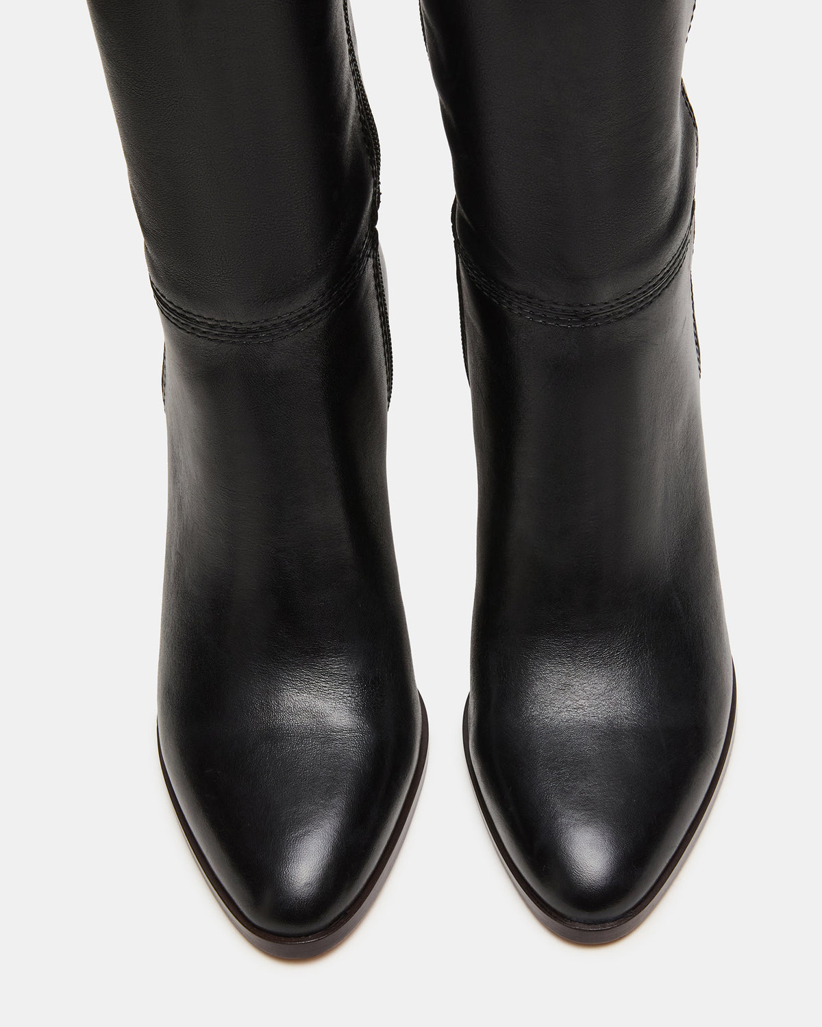 RHETT Black Leather Knee-High Heeled Women's Boot Steve Madden BLACK LEATHER