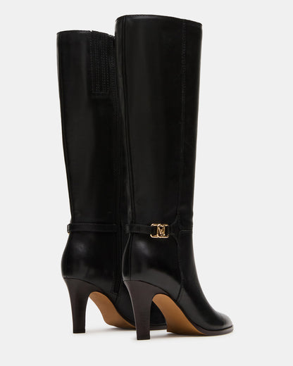 RHETT Black Leather Knee-High Heeled Women's Boot Steve Madden BLACK LEATHER