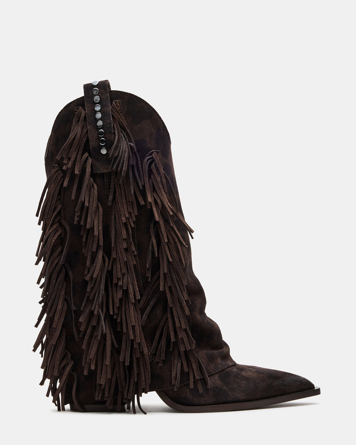 LANDMARK Brown Leopard Cuffed Fringe Western Women's Ankle Boot Steve Madden BROWN LEOPARD