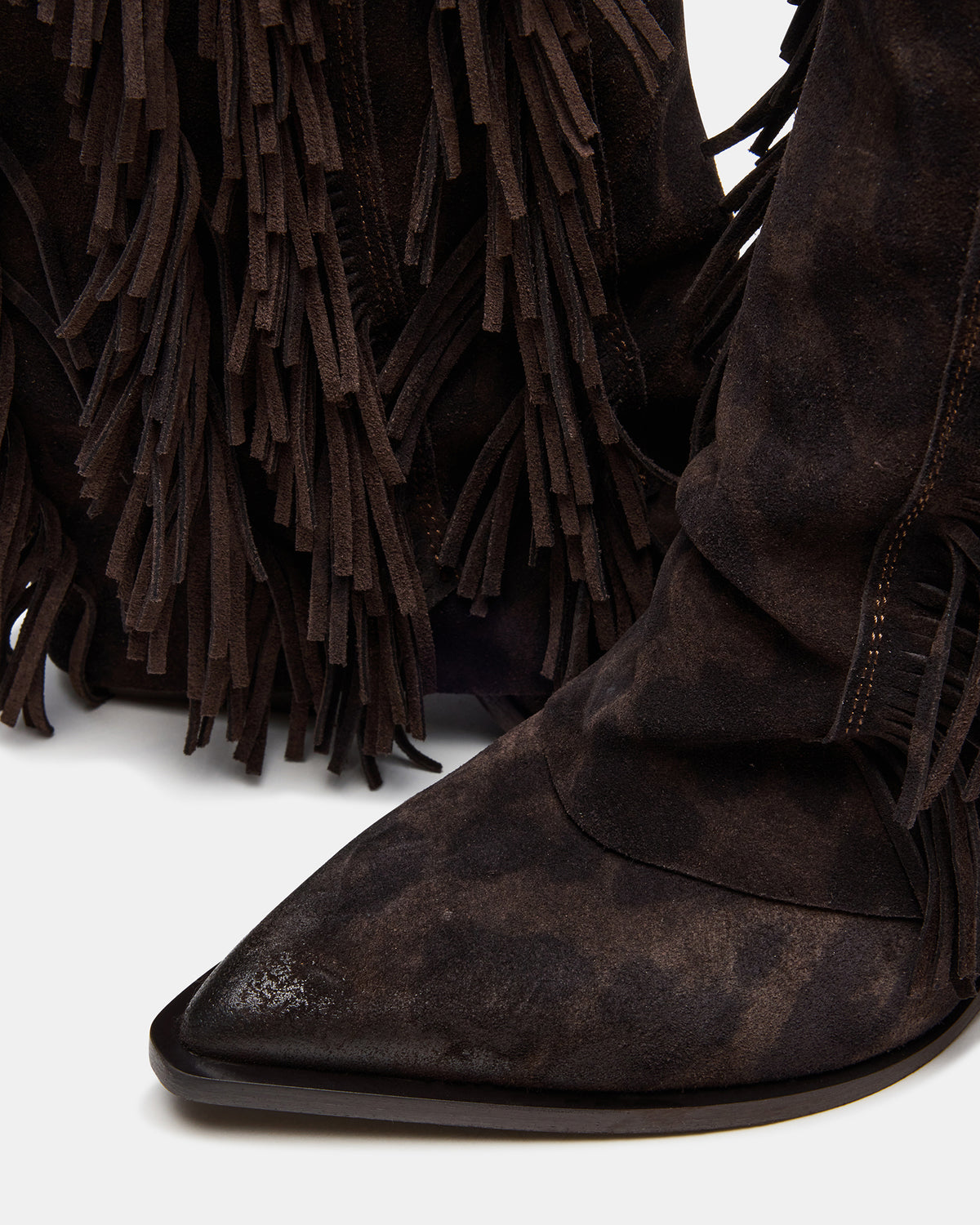 LANDMARK Brown Leopard Cuffed Fringe Western Women's Ankle Boot Steve Madden BROWN LEOPARD